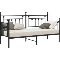 vidaXL Dagbäddram med huvudgavel Svart 75 x 190 cm Stål
