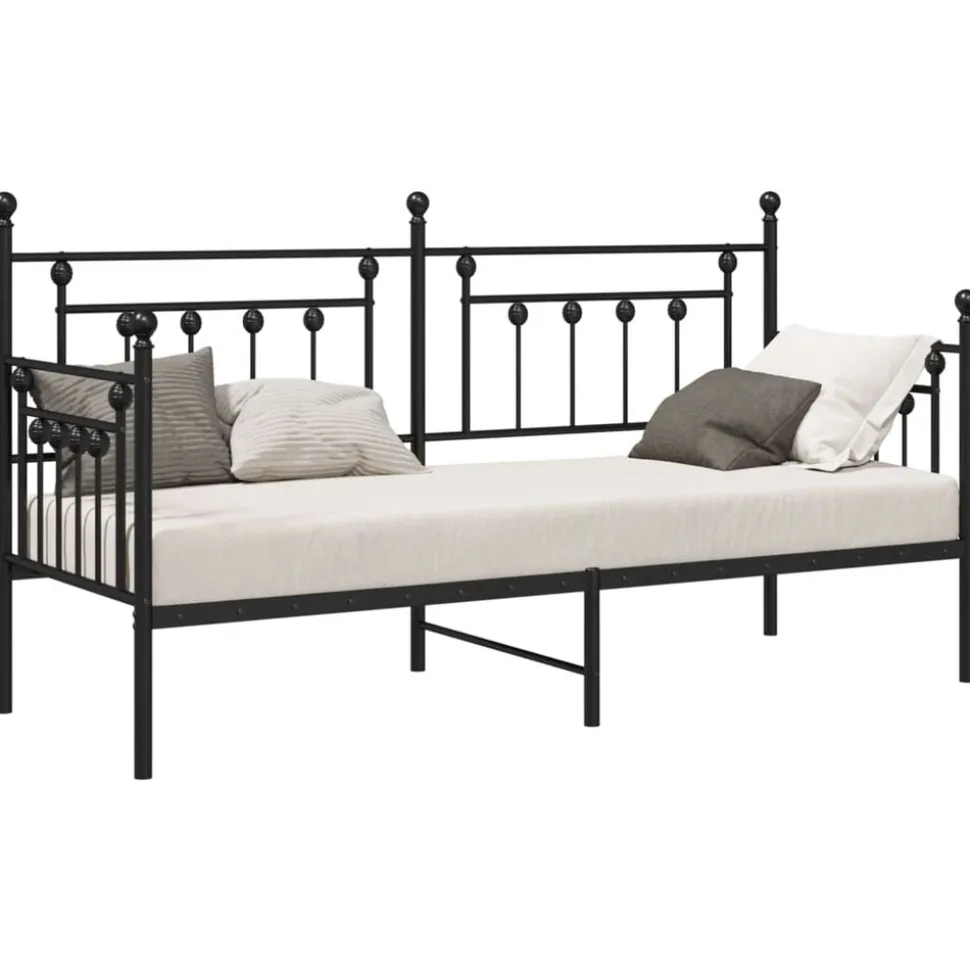 vidaXL Dagbäddram med huvudgavel Svart 75 x 190 cm Stål