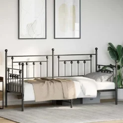 vidaXL Dagbäddram med huvudgavel Svart 75 x 190 cm Stål