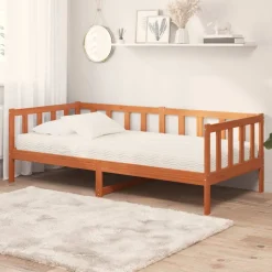 vidaXL Dagsäng Vaxbrun och Vit 90 x 200 cm Massiv Furu och Polyester
