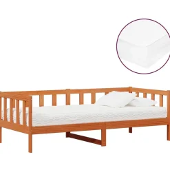 vidaXL Dagsäng Vaxbrun och Vit 90 x 200 cm Massiv Furu och Polyester