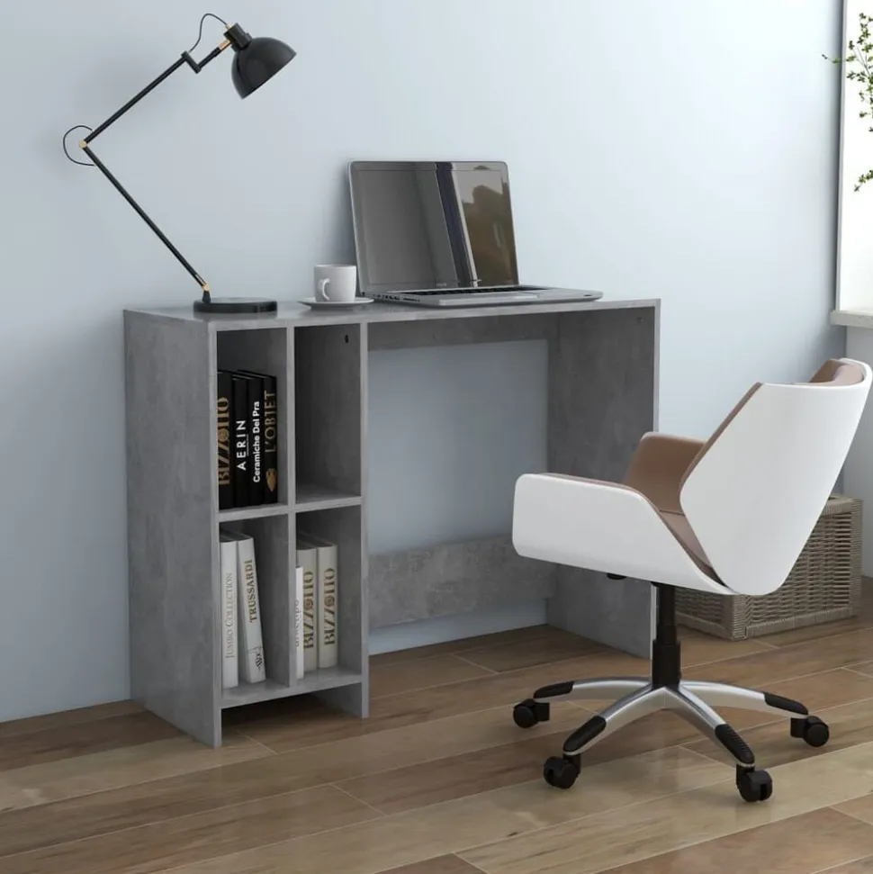 vidaXL Datorbord betonggrå 102,5x35x75 cm konstruerat trä
