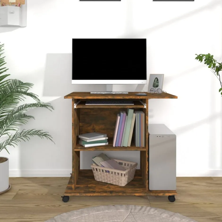 Clearance vidaXL Datorbord 80x50x75 cm konstruerat trä Rökfärgad ek