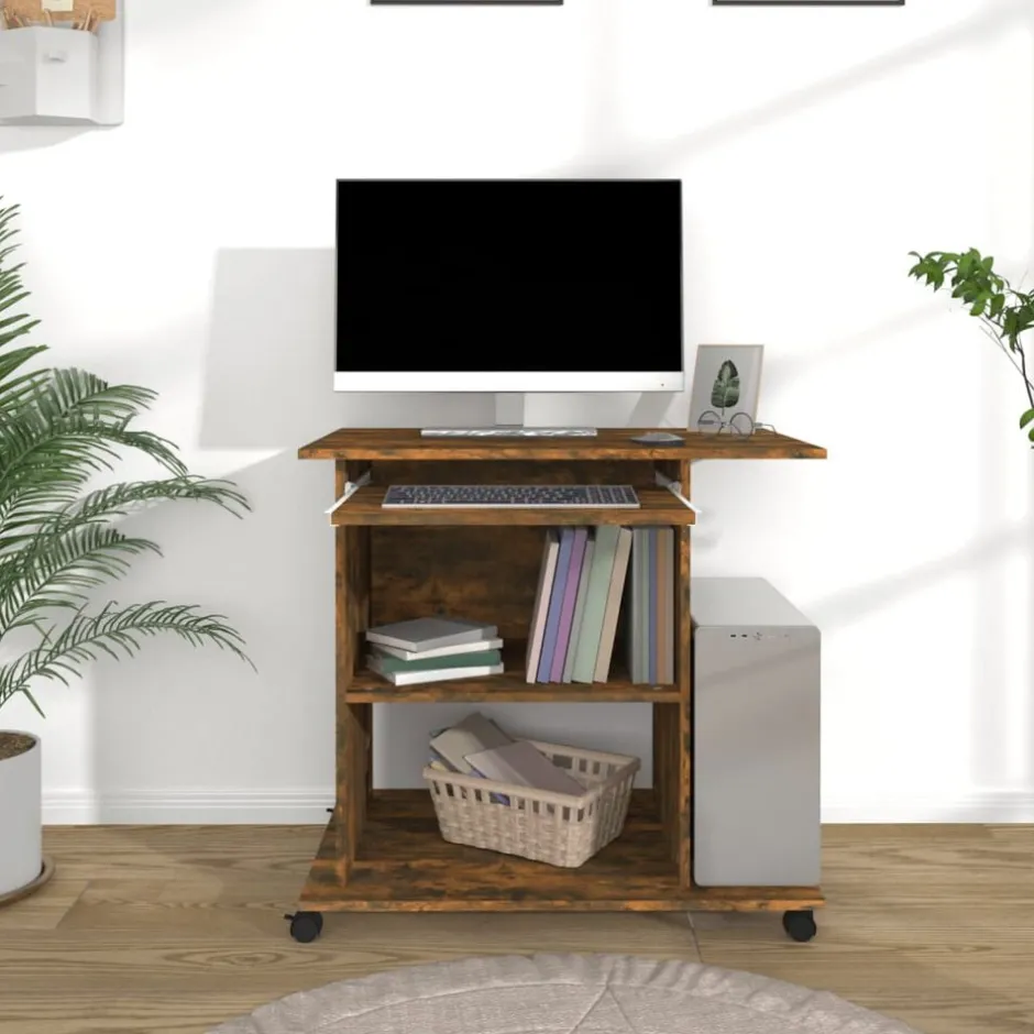 Clearance vidaXL Datorbord 80x50x75 cm konstruerat trä Rökfärgad ek