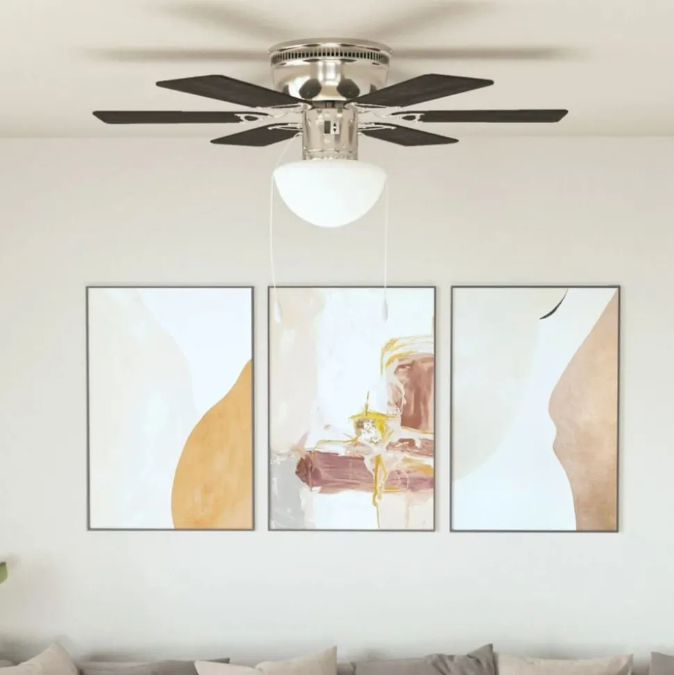vidaXL Dekorativ takfläkt med lampa 82 cm mörkbrun