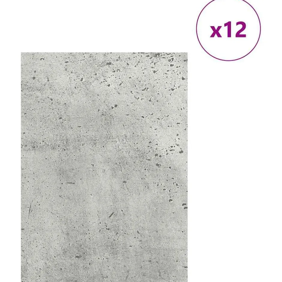 vidaXL Dekorpaneler 12 pcs 15 x 21 x 0.27 cm Konstruerat trä Betonggrå