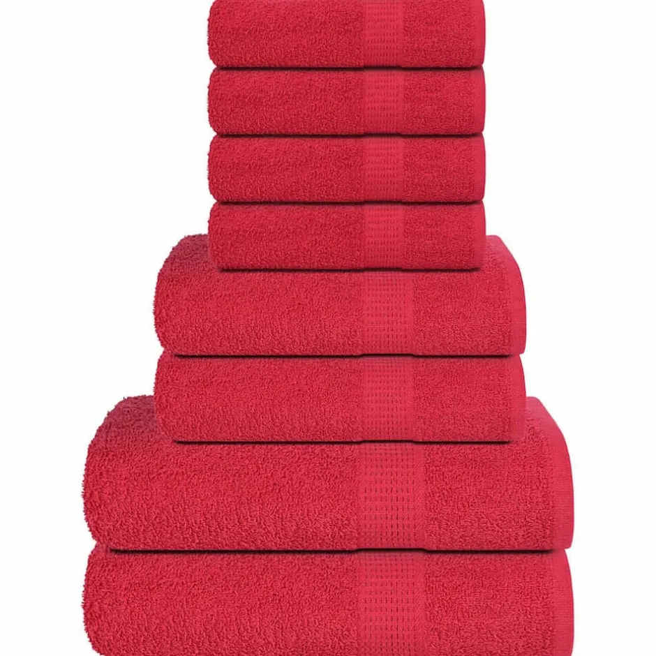 Outlet vidaXL 8-delat handduksset FROGN 360 gsm Röd