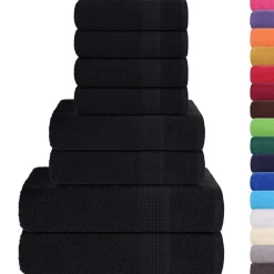 Best vidaXL 8-delat handduksset FROGN 360 gsm Svart