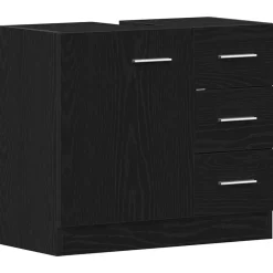 vidaXL Diskbänksskåp 63x30x54 cm konstruerat trä Svart ek