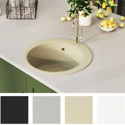Hot vidaXL Diskho granit enkel rund Beige