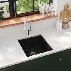 vidaXL Diskho granit enkel Svart