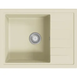 Hot vidaXL Diskho med bräddavlopp oval granit Beige