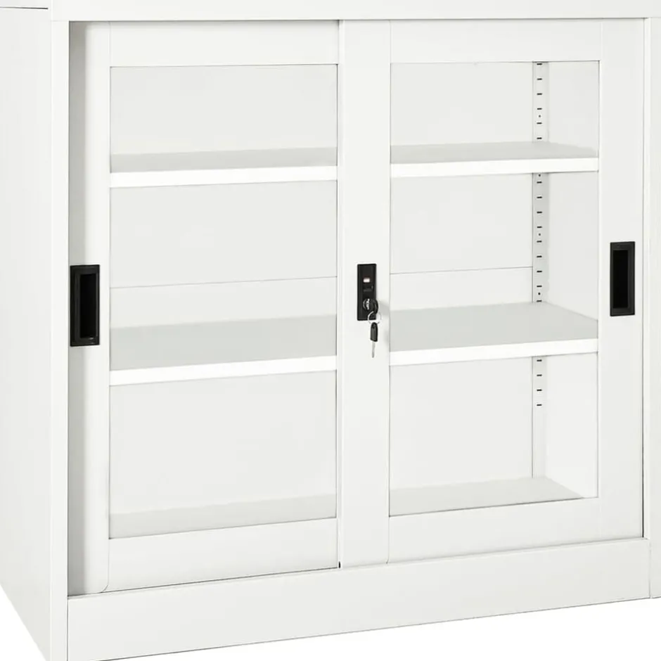 Sale vidaXL Dokumentskåp med skjutdörr 90x40x90 cm stål Vit