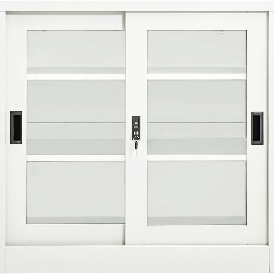 Sale vidaXL Dokumentskåp med skjutdörr 90x40x90 cm stål Vit