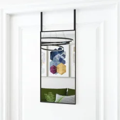 vidaXL Dörrspegel svart 30x60 cm glas och aluminium