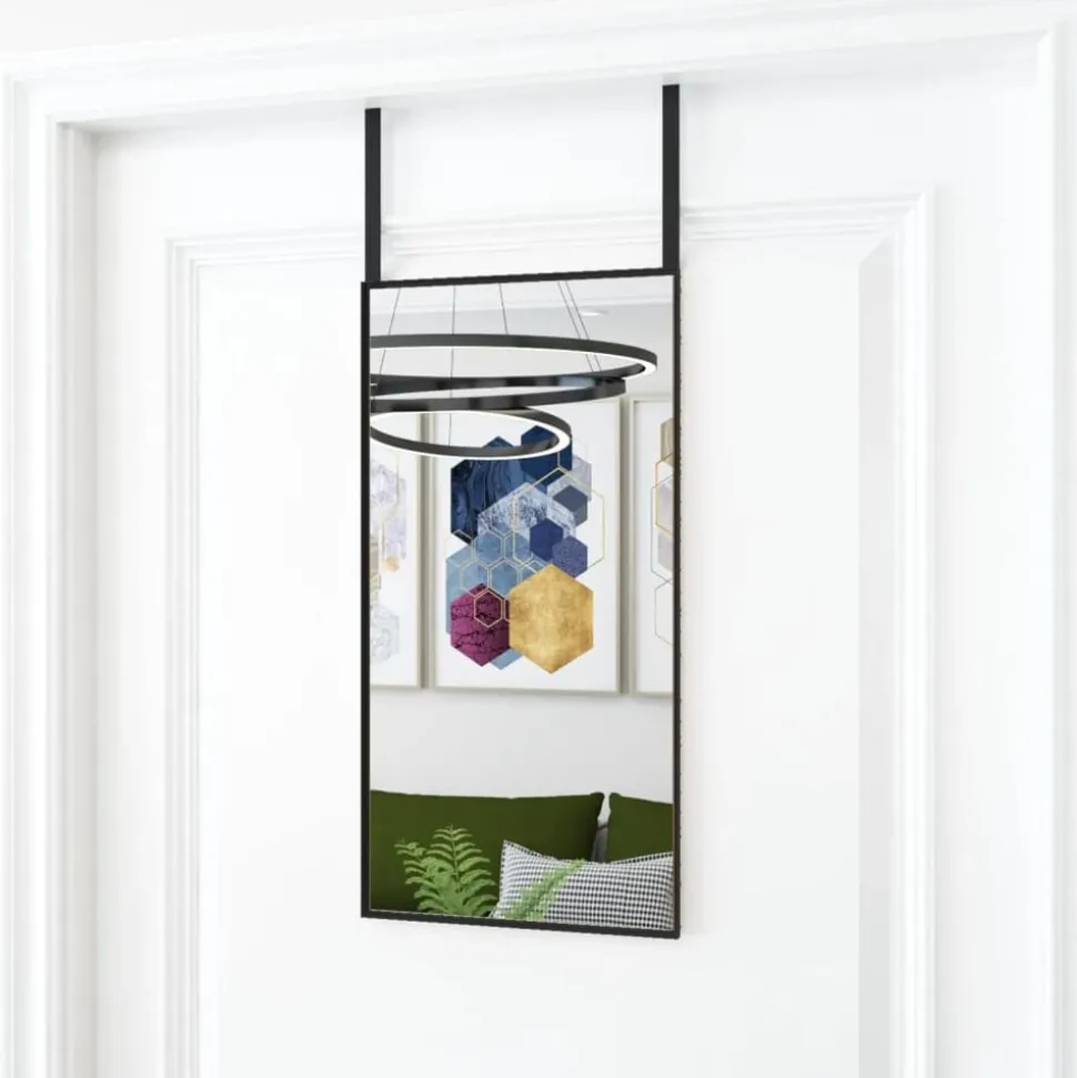 vidaXL Dörrspegel svart 30x60 cm glas och aluminium