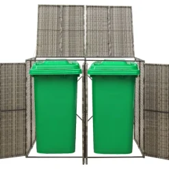 vidaXL Dubbelt skjul för soptunnor grå 140x80x117 cm konstrotting