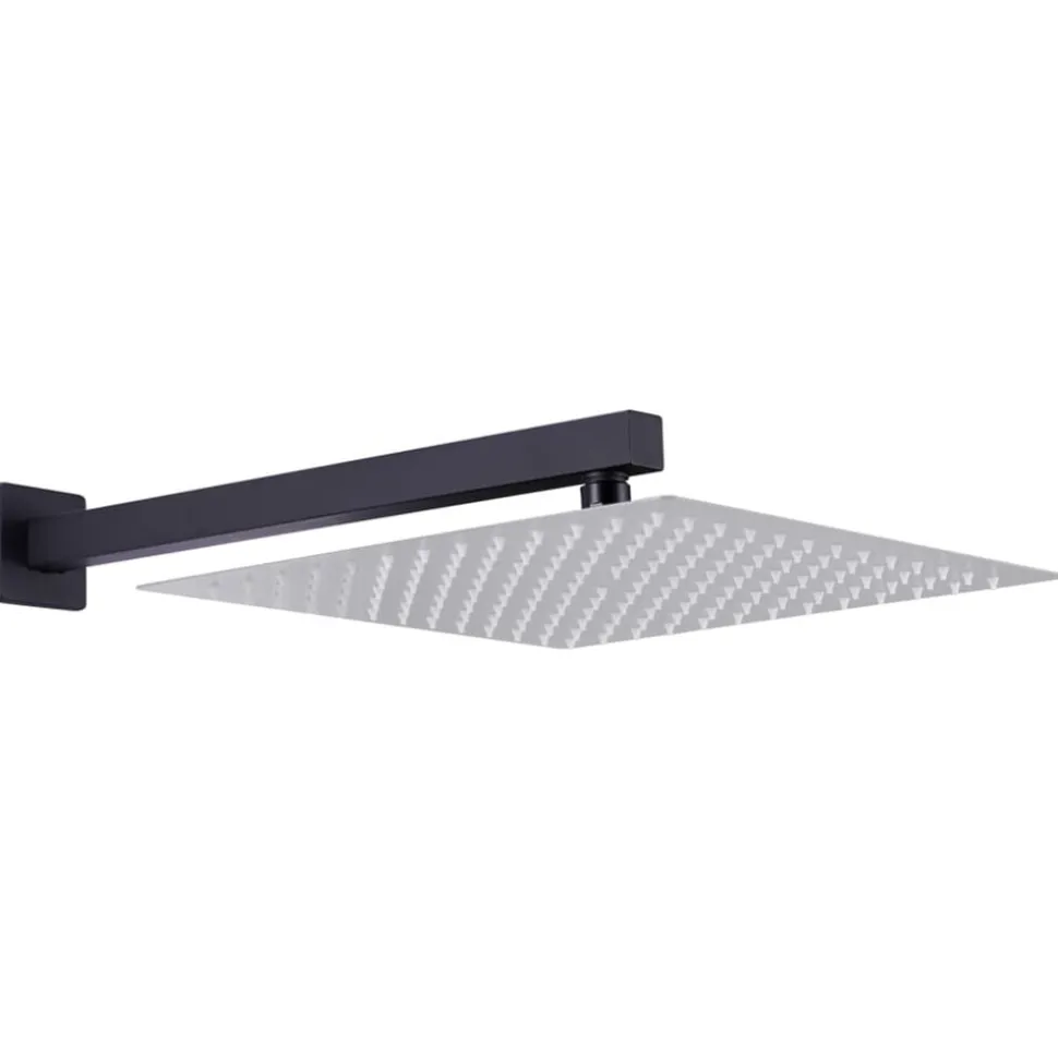 vidaXL Duscharm fyrkantig rostfritt stål 201 svart 40 cm