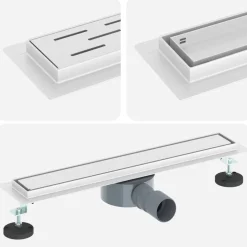 Online vidaXL Duschavlopp 2-i-1 med 360° Siphon 54 x 11 x 9,5 cm Silver