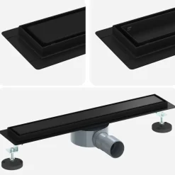 vidaXL Duschavlopp 2-i-1 med 360° Siphon 50 cm Svart