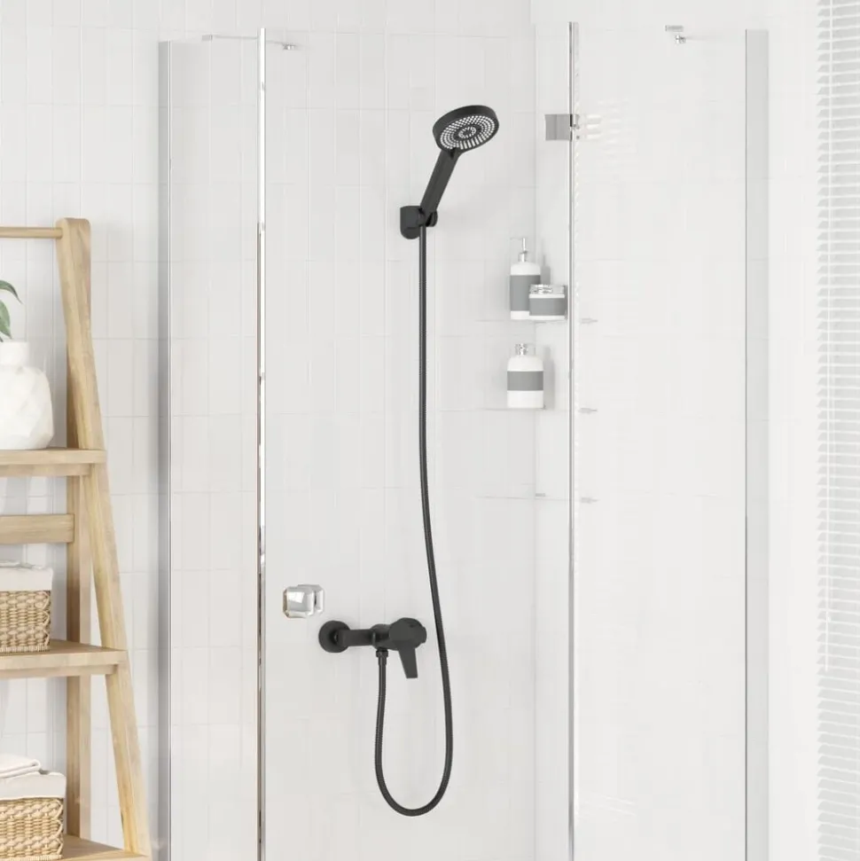 vidaXL Duschhuvud Set Svart G 1 / 2 tum Mässing