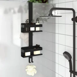 vidaXL Duschhylla matt borstat 304 rostfritt stål Svart