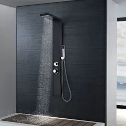Outlet vidaXL Duschpanelsystem aluminium matt Svart