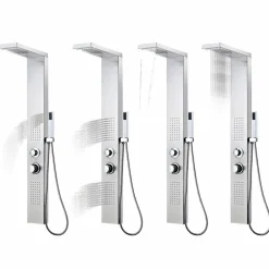 vidaXL Duschpanelsystem rostfritt stål fyrkantig Silver
