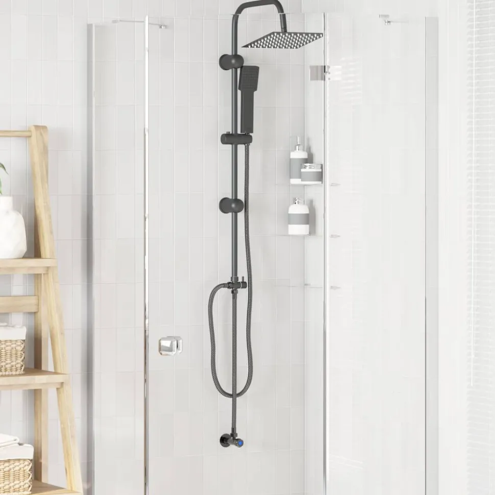 vidaXL Duschsystem Svart 47 x 20 x 95 cm Rostfritt stål