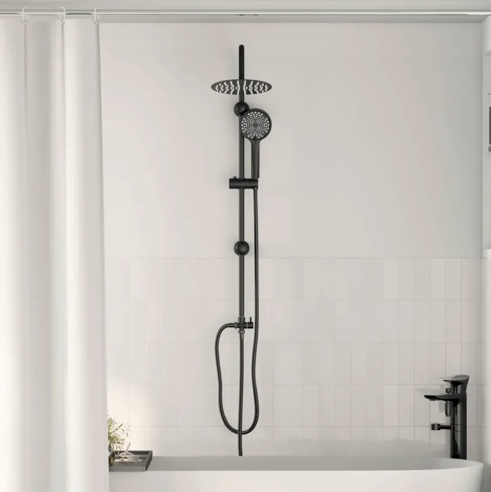 vidaXL Duschsystem Svart 47 x 20 x 95 cm Rostfritt stål