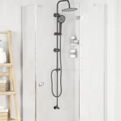 vidaXL Duschsystem Svart 47 x 20 x 95 cm Rostfritt stål