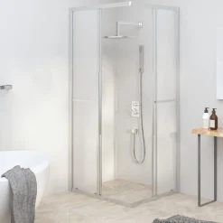New vidaXL Duschvägg frostad ESG 90x70x180 cm Silver