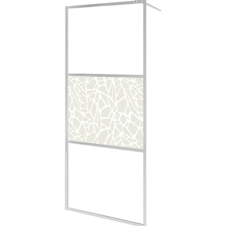 Clearance vidaXL Duschvägg med ESG-glas stendesign 80x195 cm Silver