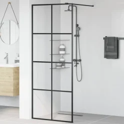 New vidaXL Duschvägg med klart ESG-glas 80x195 cm Svart