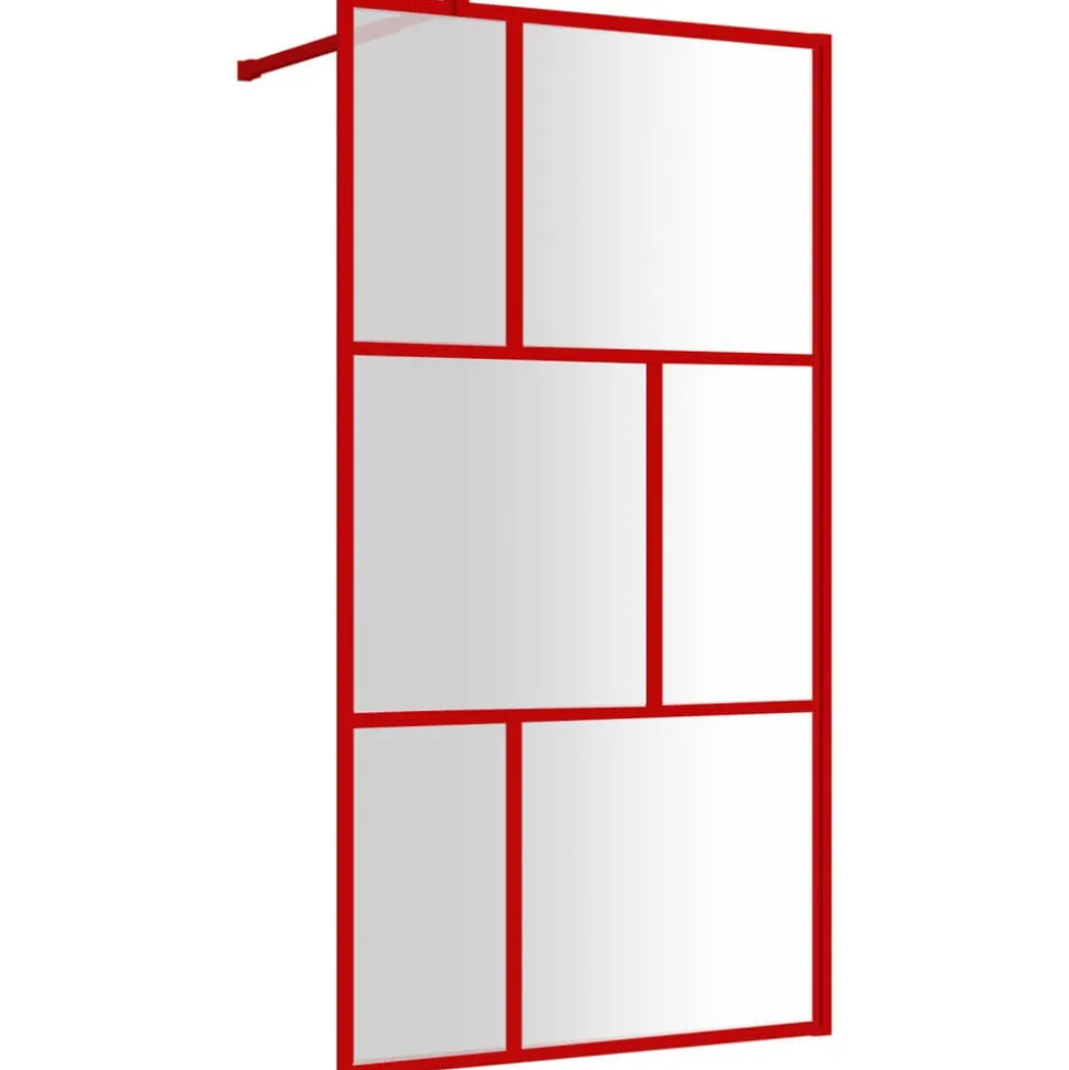 vidaXL Duschvägg med klart ESG-glas röd 100x195 cm