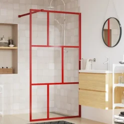 vidaXL Duschvägg med klart ESG-glas röd 100x195 cm