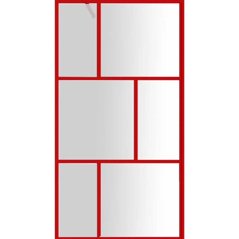 vidaXL Duschvägg med klart ESG-glas röd 100x195 cm