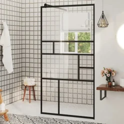 vidaXL Duschvägg med klart ESG-glas 80x195 cm svart