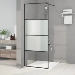 Outlet vidaXL Duschvägg 80x195 cm halvfrostat ESG-glas Svart