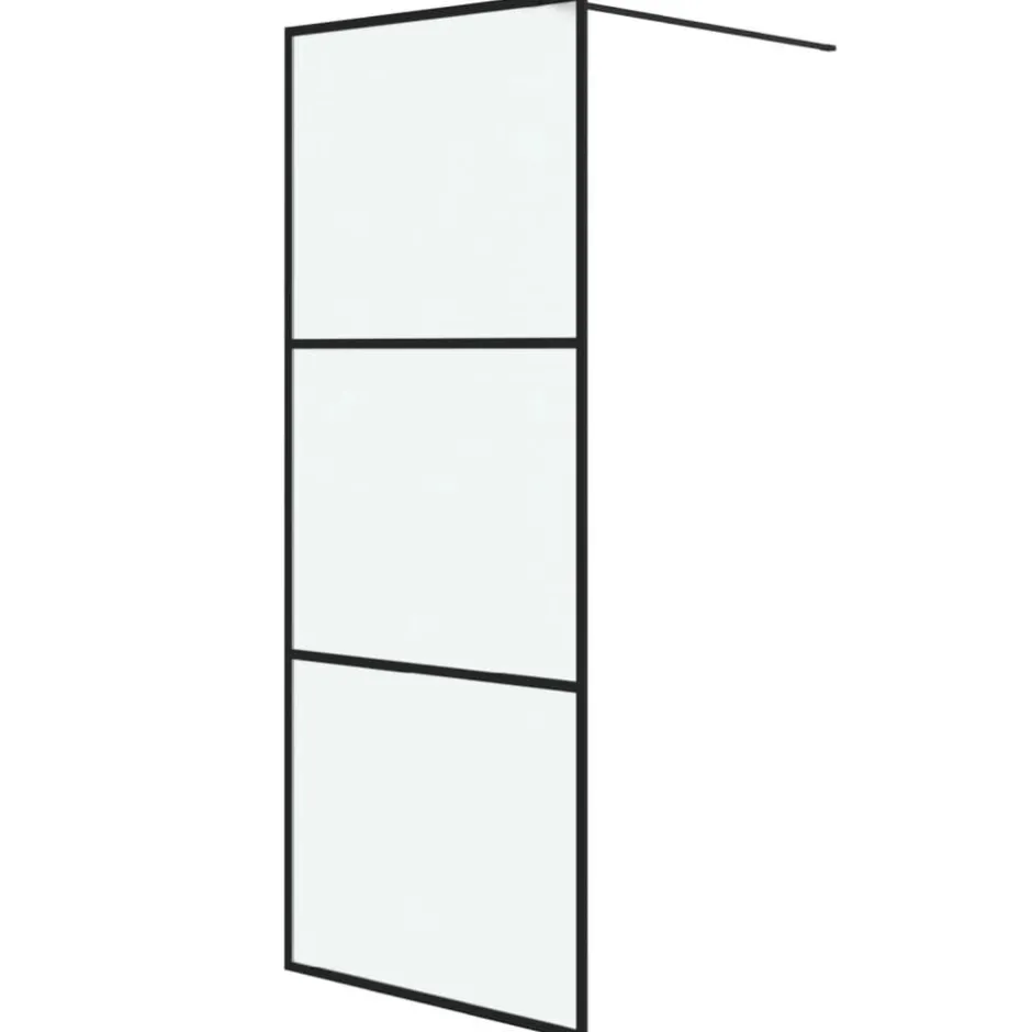 Outlet vidaXL Duschvägg 80x195 cm frostat ESG-glas Svart