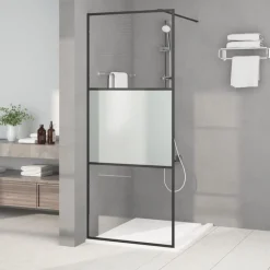 Online vidaXL Duschvägg 80x195 cm halvfrostat ESG-glas Svart