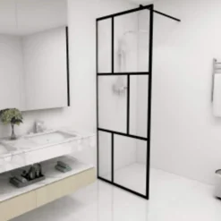 vidaXL Duschvägg till duschkabin härdat glas svart 80x195 cm