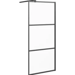 vidaXL Duschvägg 80x195 cm frostat ESG-glas svart