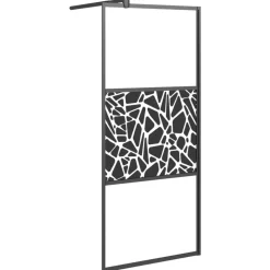 vidaXL Duschvägg 80x195cm ESG-glas med stendesign svart