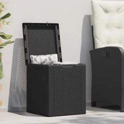 vidaXL Dynbox 90 liter svart PP-rotting