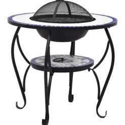 Discount vidaXL Eldfat med mosaikbord och vit 68 cm keramik Blå