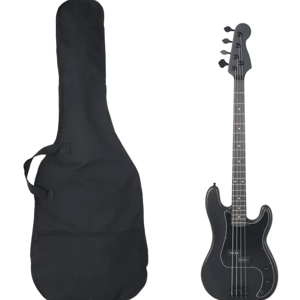 vidaXL Elektrisk basgitarr för nybörjare med väska svart 4/4 46"