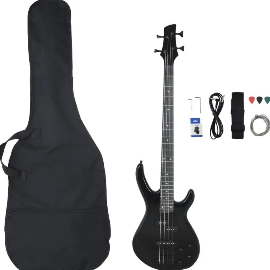 Hot vidaXL Elektrisk basgitarr för nybörjare med väska 4/4 46" Svart