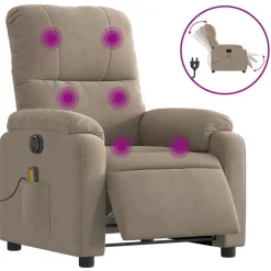 Discount vidaXL Elektrisk massagefåtölj mikrofibertyg Taupe