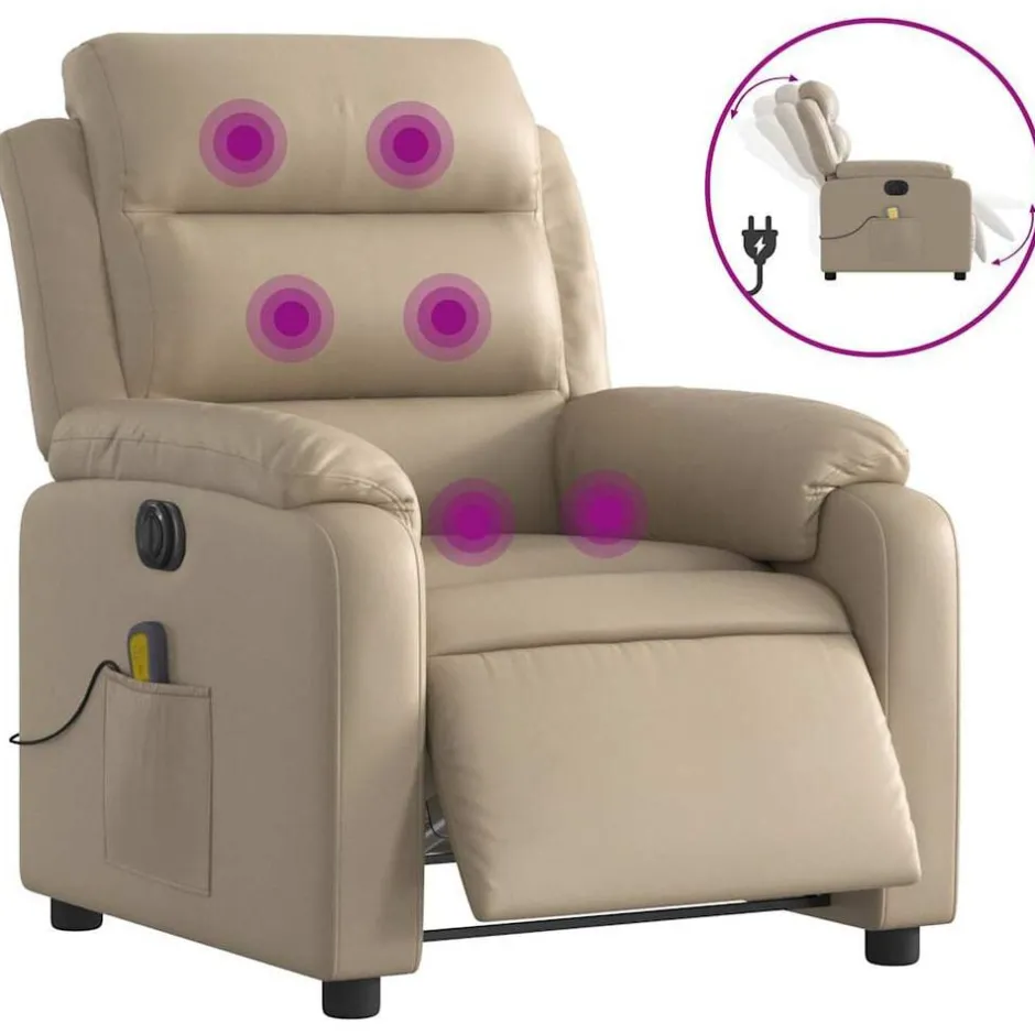 Best vidaXL Elektrisk massagefåtölj konstläder Cappuccino